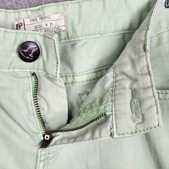 FREE PEOPLE Jeans Womens Size 29 Green Mint Ankle Zip Skinny Denim Pockets - Picture 11 of 13